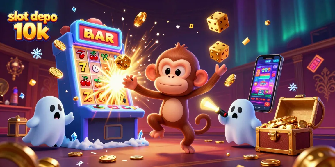 Experience the thrill of slot depo 10k with an exciting casino scene featuring dynamic characters and jackpot elements.