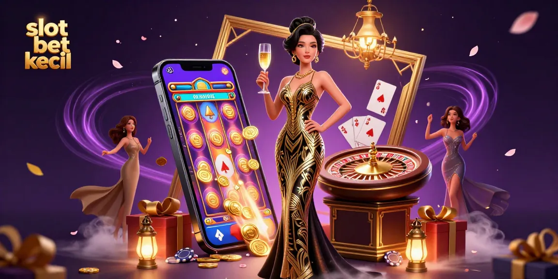 Spin to win on slot bet kecil, featuring elegant characters and exciting game elements.