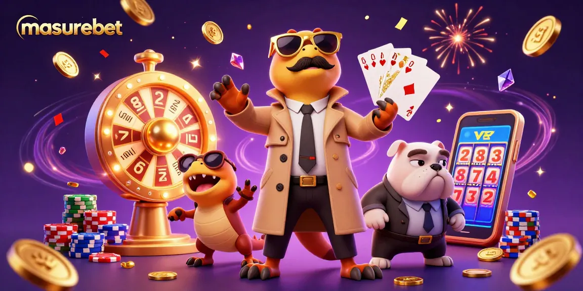 Masurebet lottery scene with raptors in a trench coat entering a VIP lounge surrounded by coins and gems.