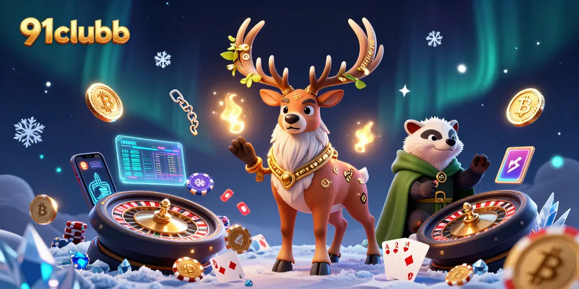 Join the excitement of 91clubb with engaging casino action depicted in a vibrant illustration.