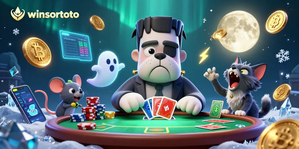 Winsortoto promotes thrilling poker action from a haunted table scene featuring unique characters.