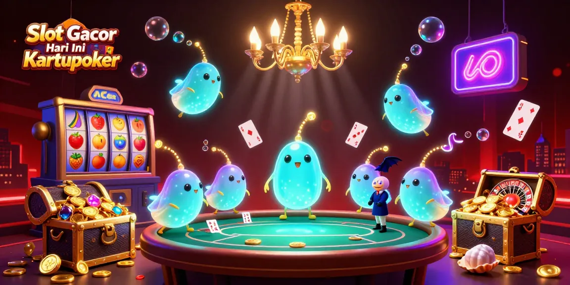 Experience excitement with Slot Gacor Hari Ini Kartupoker as glowworms illuminate a vibrant casino scene.