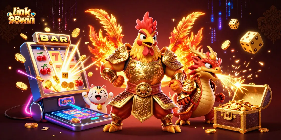 Engage with thrilling games and jackpots at link 98win, featuring a vibrant casino scene.