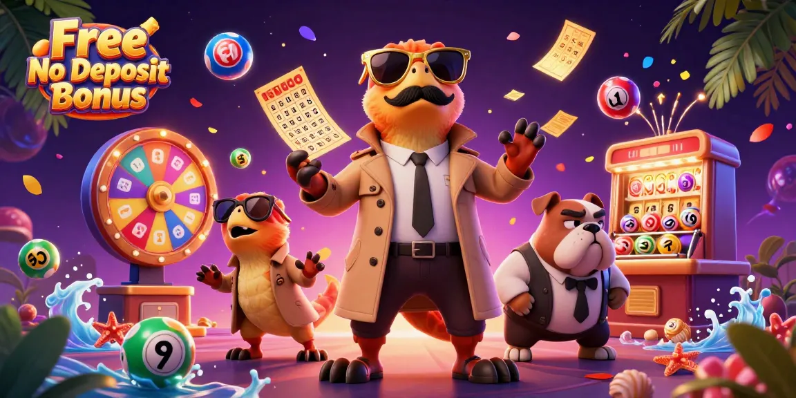 Engage with Free No Deposit Bonus offers while raptors in a trench coat charm a casino bouncer.