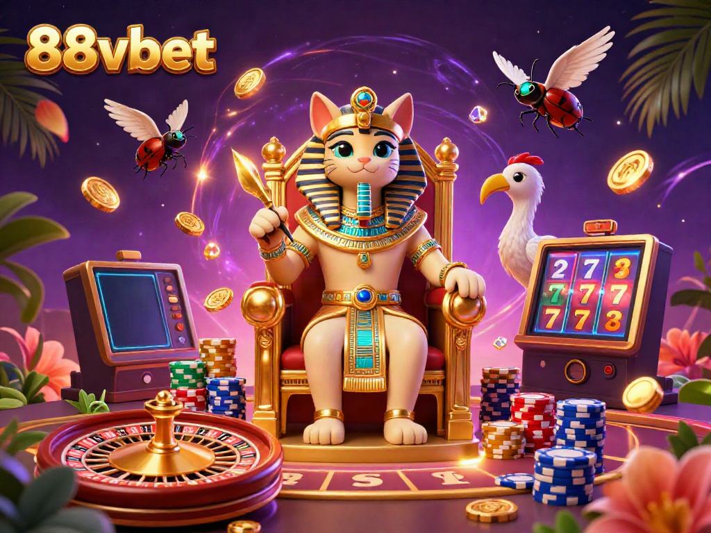 Engaging illustration depicting the vibrant casino experience at 88vbet, showcasing exciting gaming elements.