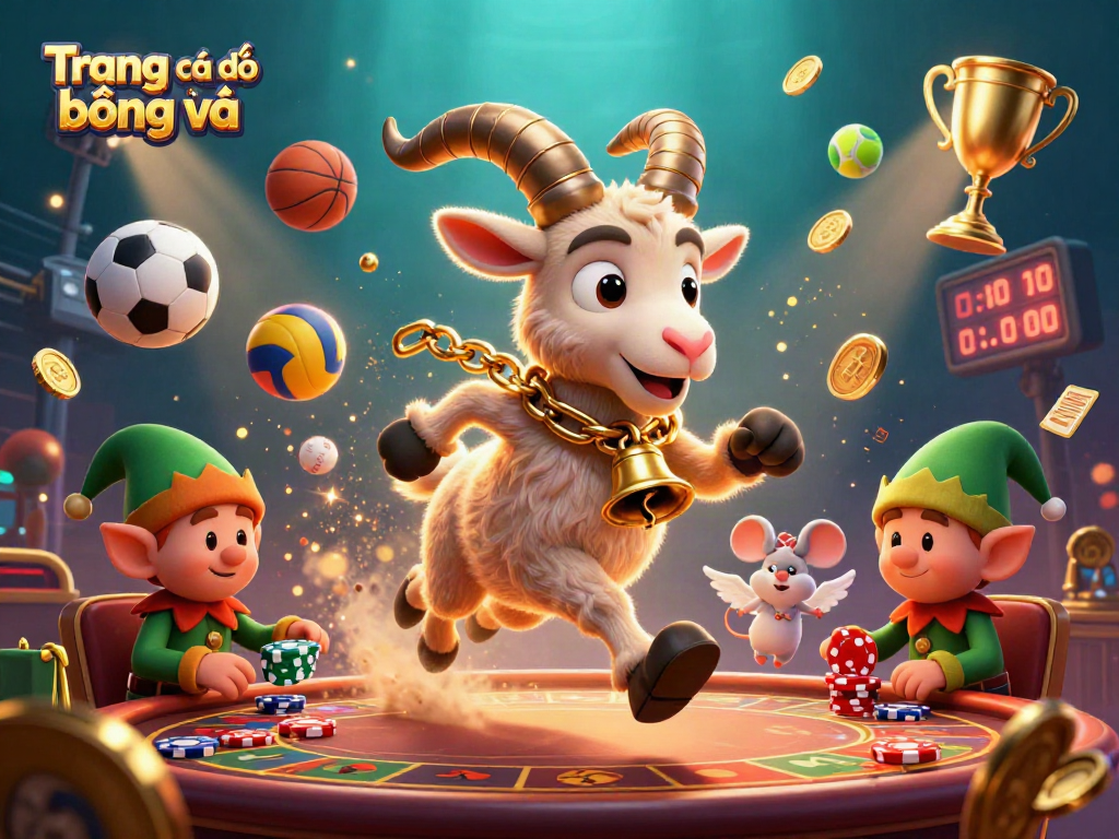 Engage with Trang cá độ bóng đá casino excitement featuring a dynamic 3D scene with characters and sports elements.