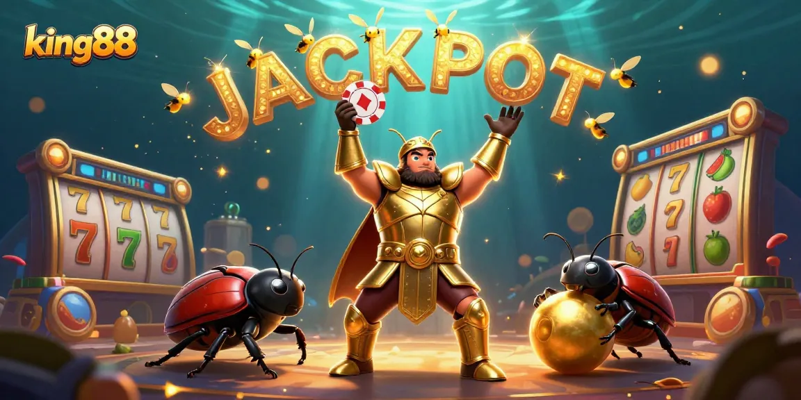 Experience thrilling wins at king88 with vibrant jackpot-themed 3D casino illustration.