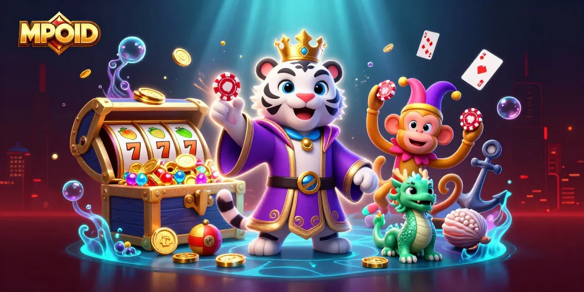 Experience excitement with MPOID's vibrant 3D casino scene showcasing playful characters and engaging game elements.