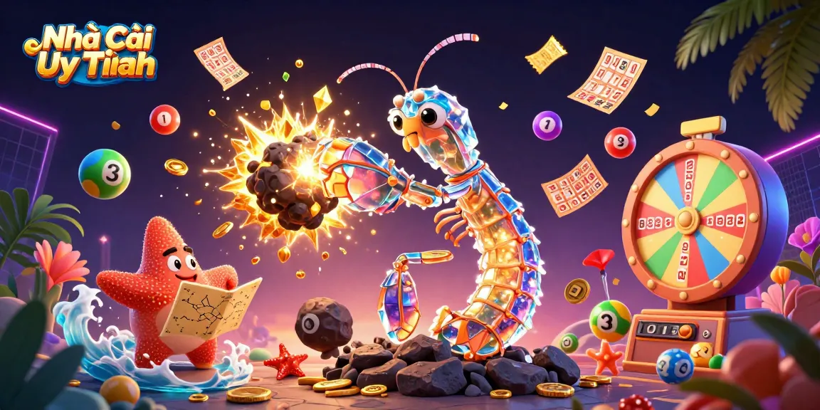 Experience the thrill of Nhà Cái Uy Tín through vibrant casino-themed 3D illustration filled with action.