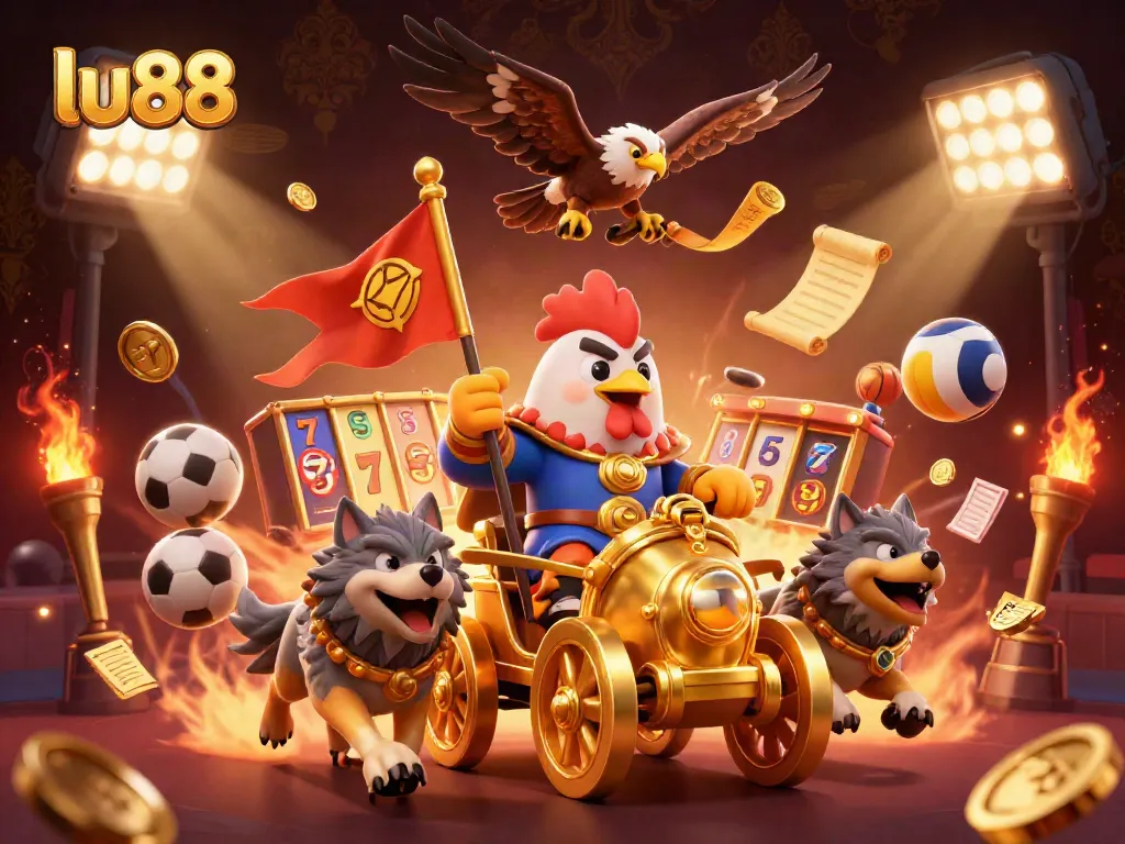 Experience thrilling action in the lu88 online casino with dynamic sports elements and a captivating 3D illustration.