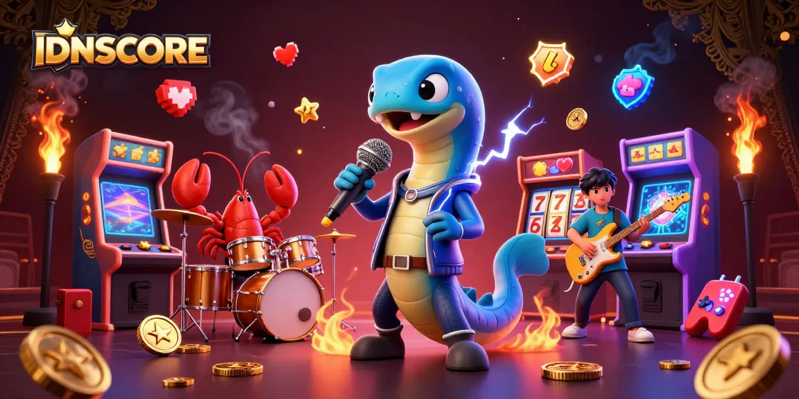 IDNSCORE showcases an electric eel DJ among gaming elements in an underwater casino.