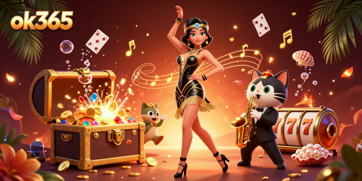 Experience winning strategies at ok365 with a vibrant casino scene featuring exciting games and characters.