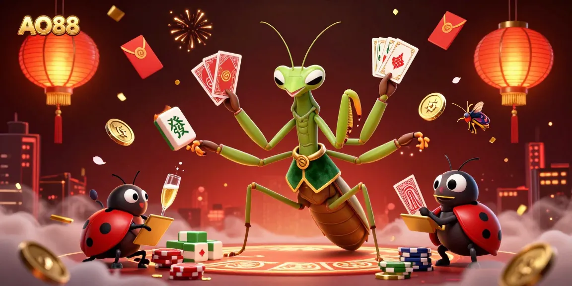 Experience the thrill of gambling with AO88, featuring vibrant gaming elements and dynamic characters in an exciting casino setting.