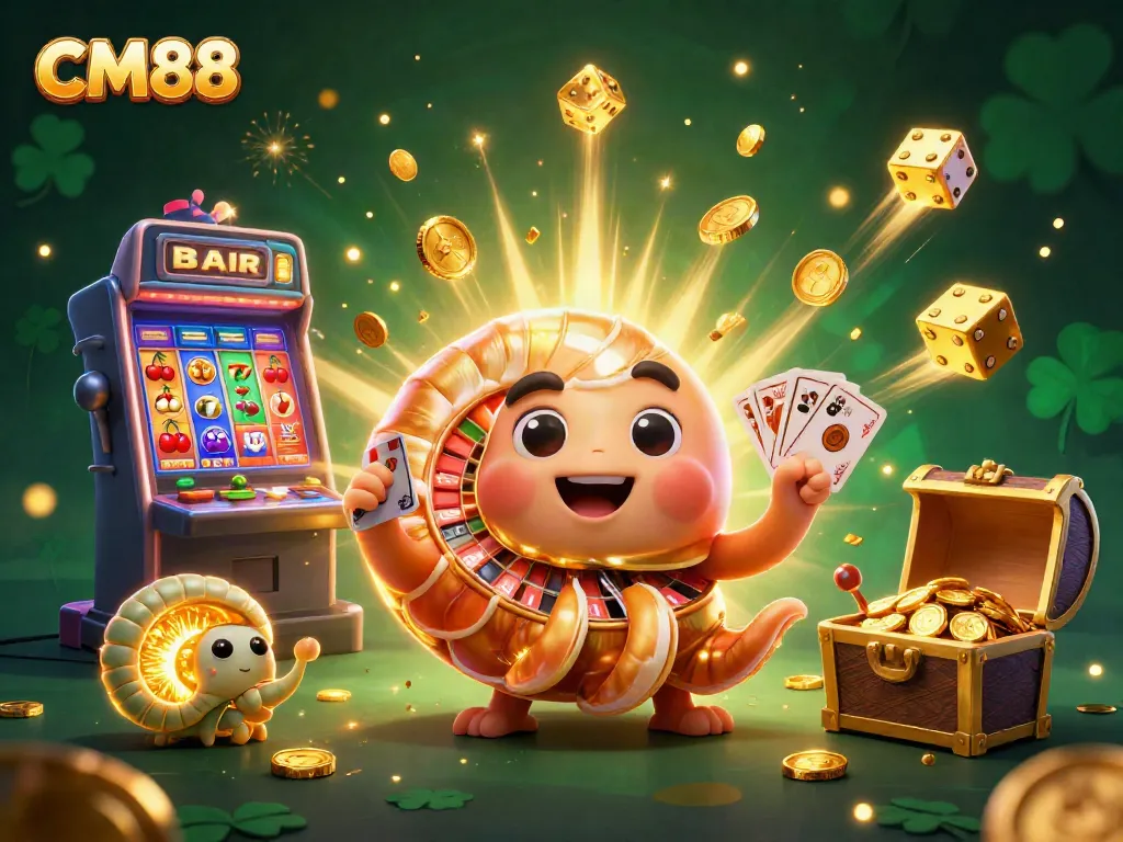 CM88 engages players with a thrilling jackpot explosion surrounded by vibrant casino elements.