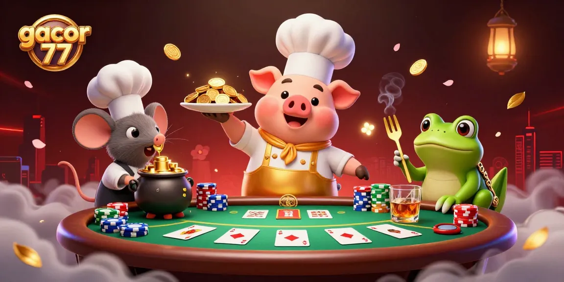 Mainkan gacor 77 dengan chef kartun yang menyajikan koin emas, menggoda dan mengasyikkan.