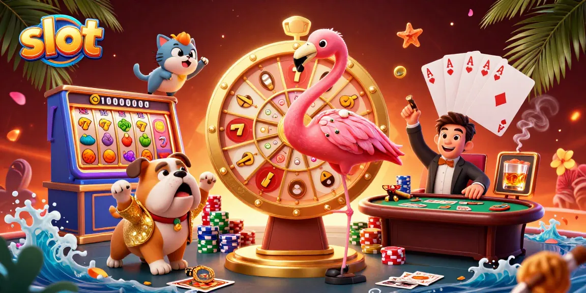 Spin the slot reels in an exciting casino scene with vibrant characters and game elements.