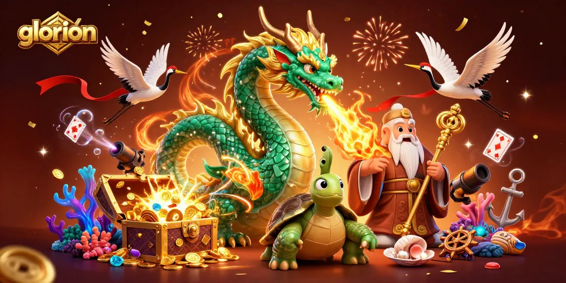 Genera emoción al jugar glorion, una experiencia de casino con criaturas y tesoros en un entorno vibrante.