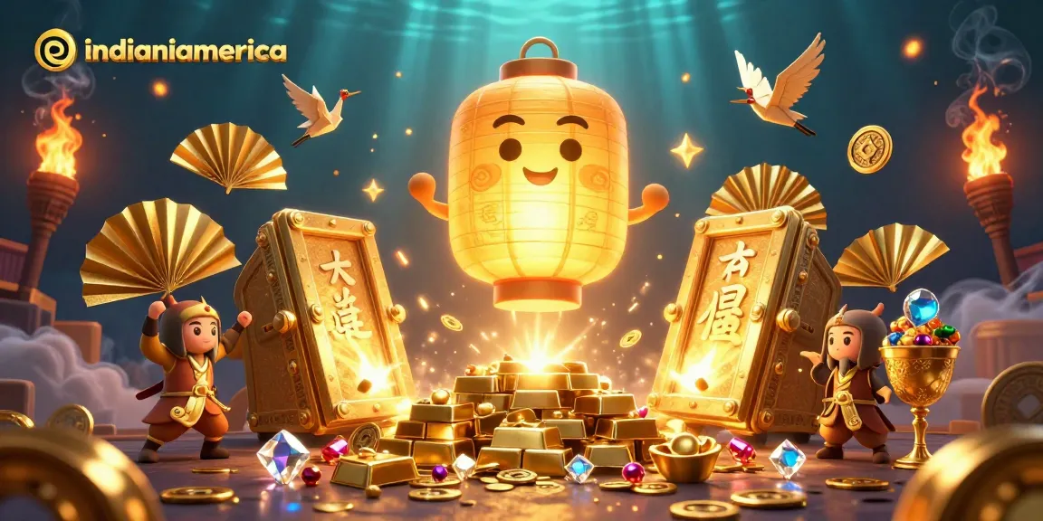 Experience thrilling gameplay at Indianiamerica with vibrant golden treasures and magical casino elements.