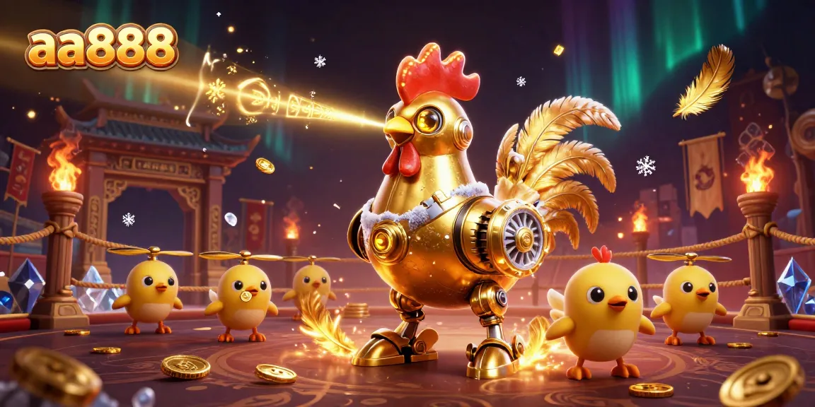 The aa888 platform enhances gaming thrills with a vibrant 3D casino illustration featuring engaging characters and dynamic game elements.