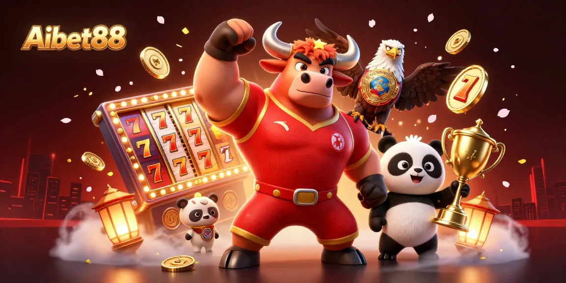 Aibet88 players celebrating a jackpot win in a vibrant casino scene with characters and gamified elements.