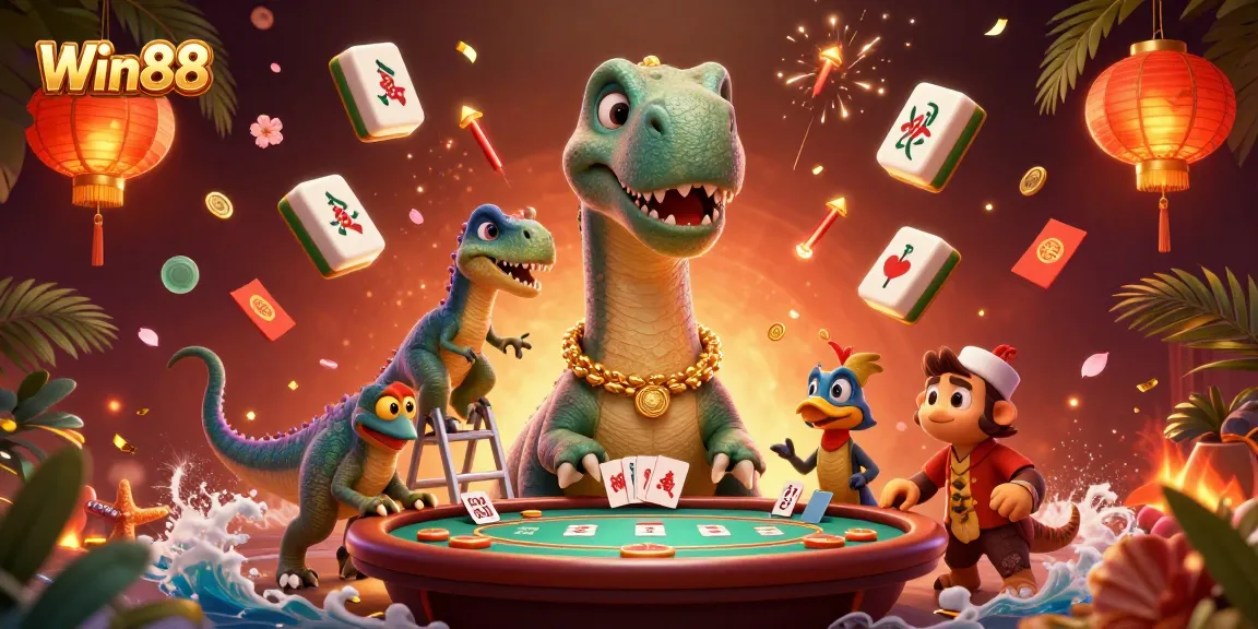 Win88 players experience a vibrant casino scene with dynamic characters amongst game elements.