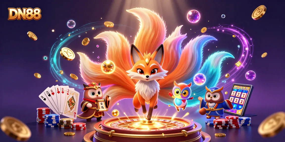 Experience thrilling gameplay at DN88 with vibrant characters and casino elements in a magical setting.