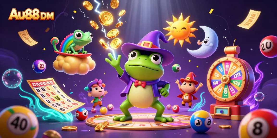 Experience the thrill of winning with Au88 DM as a weather wizard frog conjures golden coins amidst vibrant casino elements.