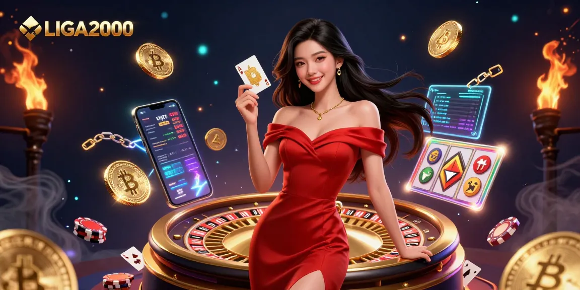 Rasakan sensasi LIGA2000 dengan visual menakjubkan dari seorang wanita percaya diri dan gulungan slot.