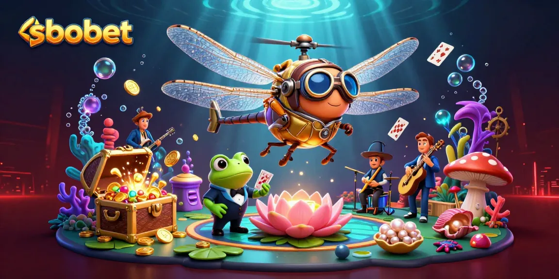 Engage with sbobet betting dynamics at a vibrant underwater casino scene featuring lively characters.