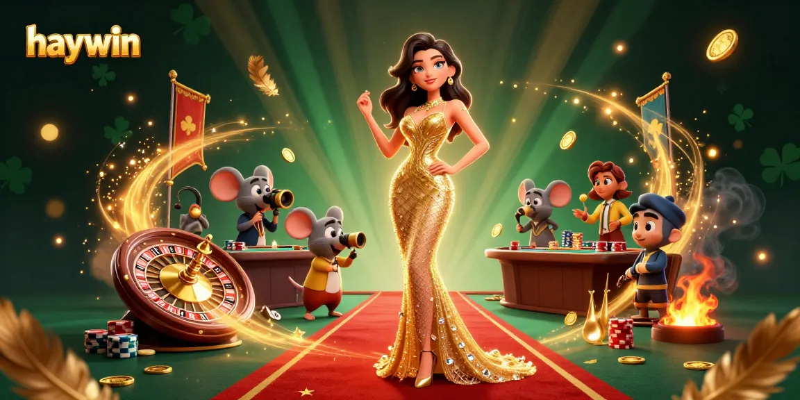 Experience thrilling casino excitement with haywin featuring a glamorous woman and engaging game elements.