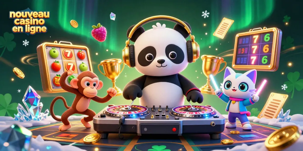 Engage with exciting nouveau casino en ligne through animated characters celebrating gaming fun.