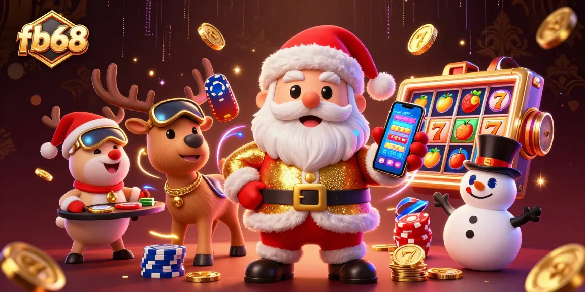Experience thrilling slots at fb68 with Santa and friends celebrating jackpots.