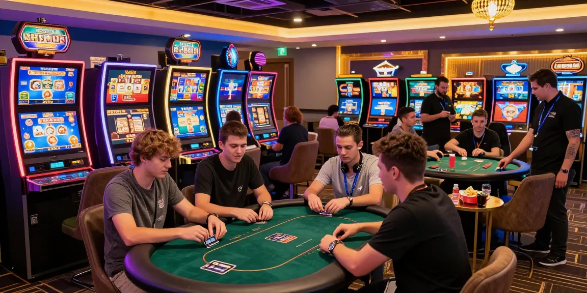 Dynamic online gaming experience at being-there.org.uk, showcasing vibrant casino atmosphere with players enjoying various games and credit card options.