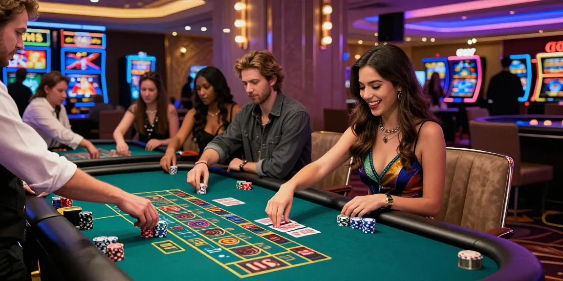 Exciting KO66 casino gaming scene with players at a vibrant table.