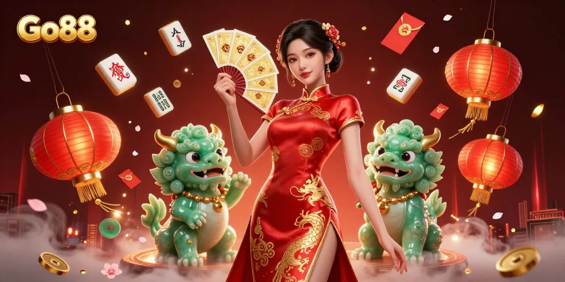 Experience the thrill of Go88 with vibrant characters and festive scene full of entertainment elements.