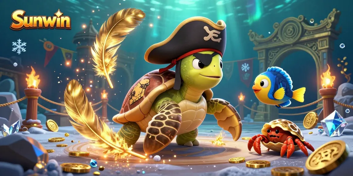 Experience thrilling gameplay with Sunwin's dynamic pirate-themed casino adventure featuring vibrant characters and gold coins.
