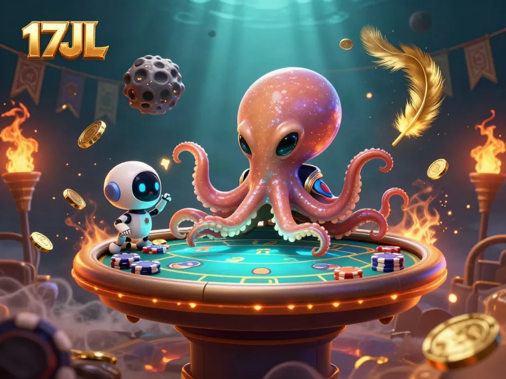 Engage in thrilling 17JL alien poker gameplay surrounded by dynamic cosmic elements.