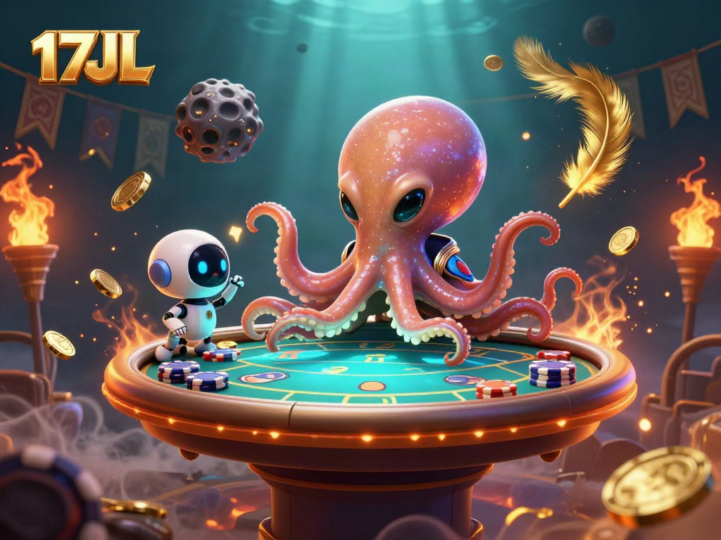 Engage in thrilling 17JL alien poker gameplay surrounded by dynamic cosmic elements.