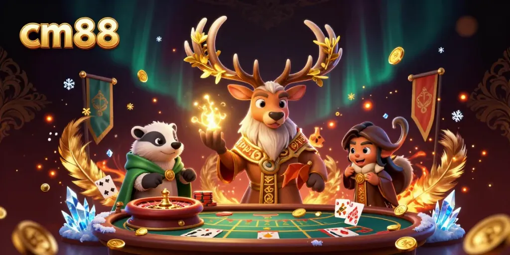 Engage in exciting gaming action at cm88 with illuminated characters and stunning casino elements.