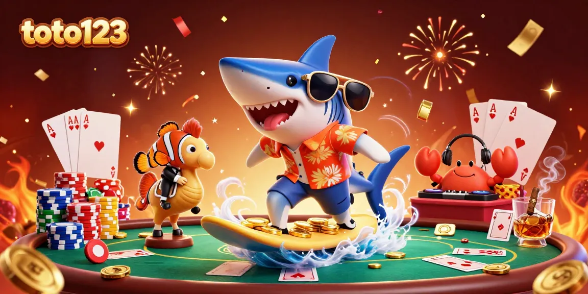 Experience the excitement of toto123 with vibrant casino elements and unique characters.
