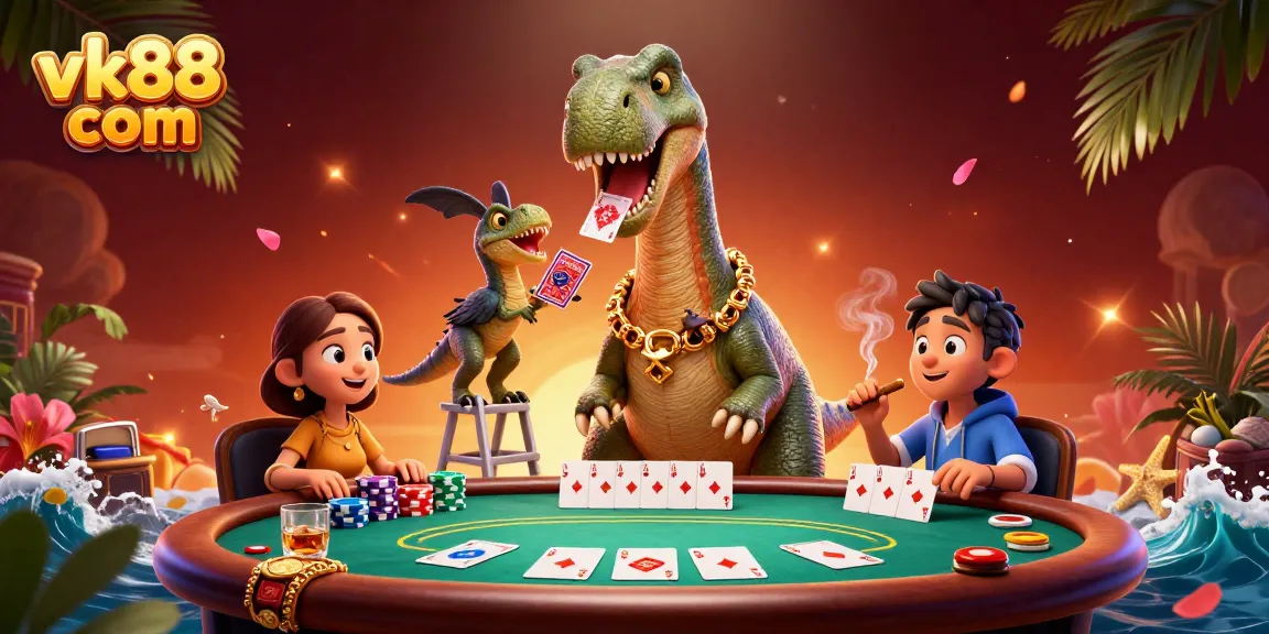 Experience the excitement of vk88 com with dynamic casino action as characters engage in a thrilling poker scene.