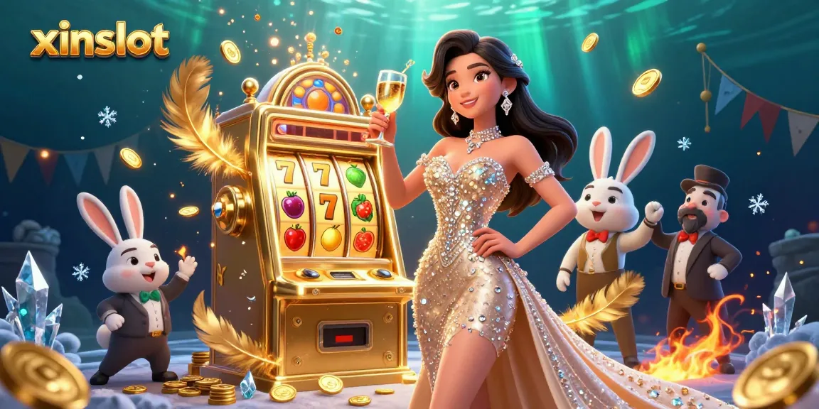 Experience thrilling wins at xinslot with a stunning golden jackpot slot machine illustration.