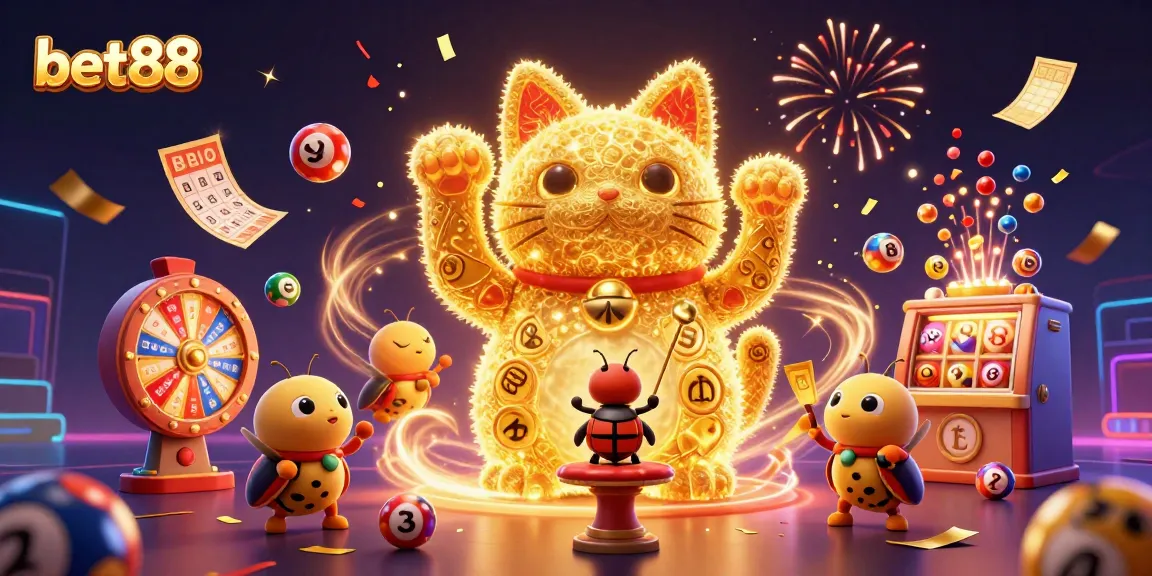Experience the vibrant world of bet88 with colorful games and dynamic elements in a magical casino setting.