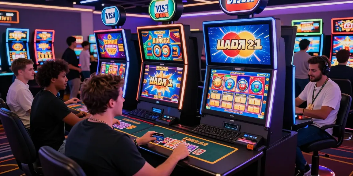 Players engaging with online gaming at credit card casinos, showcasing excitement and technology in vibrant digital environments.
