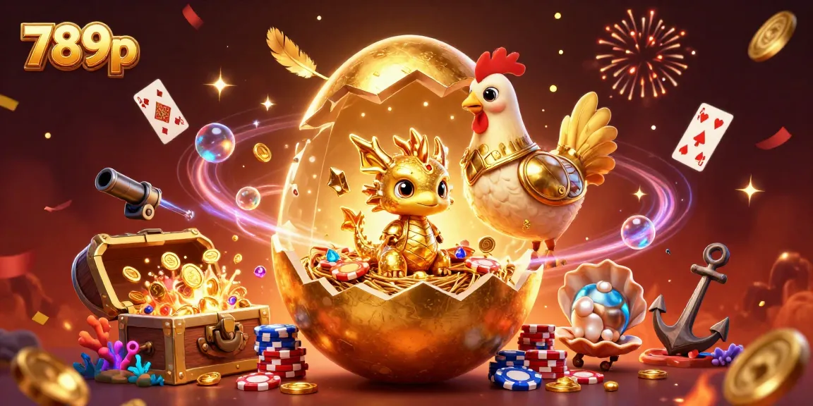 Experience the excitement at 789p with a dragon revealing treasure on poker chips.