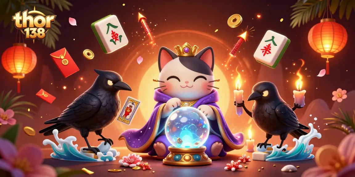 Bermain di thor 138 dengan mahjong dan elemen keberuntungan yang cerah dan penuh warna.
