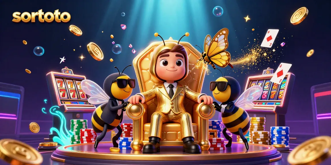 Witness the sortoto experience with the buzzing mob boss in a vibrant casino illustrated scene.