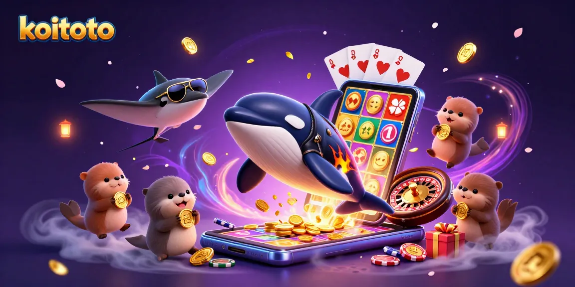 Koitoto offers a vibrant and engaging gaming experience with colorful slot reels and energetic cartoon characters.
