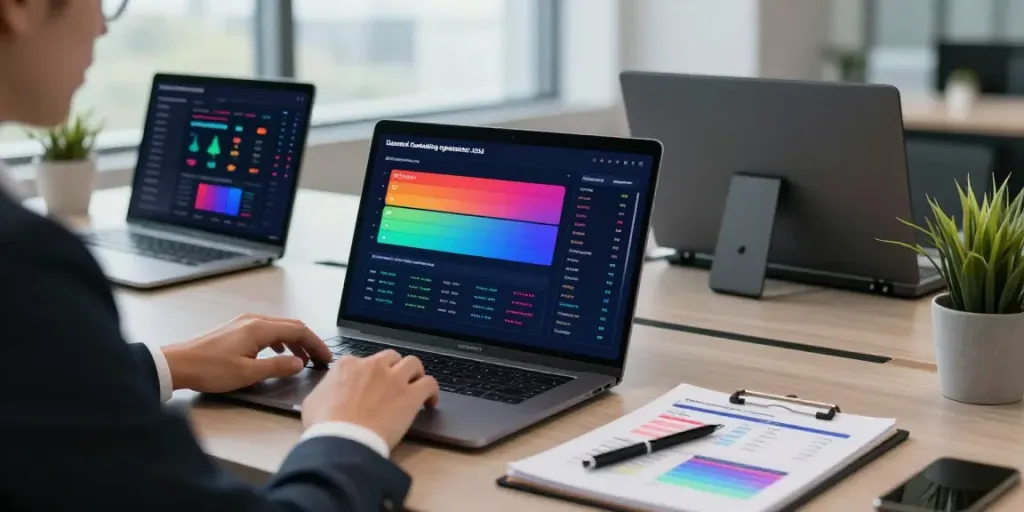 Operatoriu Gidas LT ratings analysis in a modern office setting.