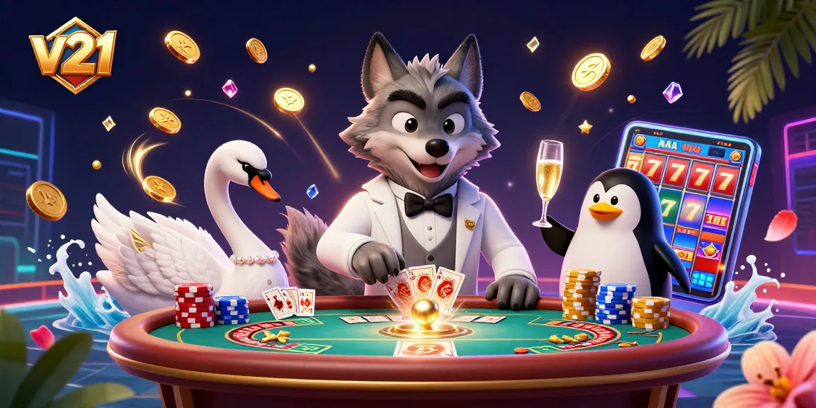 Menangkan permainan kasino dengan V21 saat berpartisipasi di meja baccarat dengan karakter menarik.